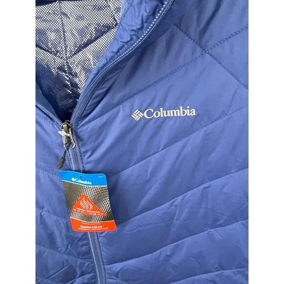 Columbia 2X Heavenly Long Hooded Jacket Omni-Heat Blue Puffer - Picture 5 of 13